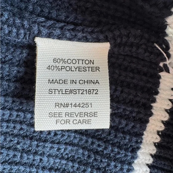 Jessica Simpson Dark Blue sweater vest Knit Top white trim Large preppy - Picture 4 of 6